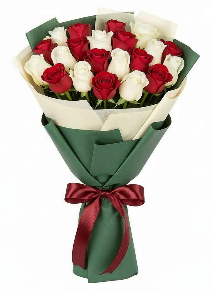 Букет Микс из красных и белых роз в Слободе