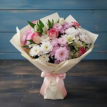 Букет цветов из:  Хризантемы, Альстромерии и Розы в Слободе