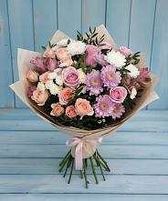 Букет цветов из:  Хризантемы, Розы и Альстромерии #REPLACE_PRED# Слободе