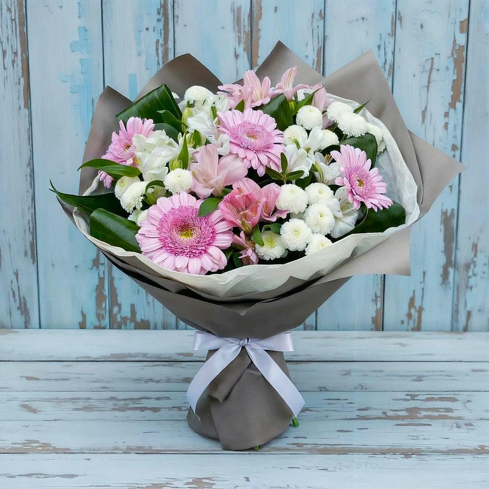 Букет цветов из: Герберы, Альстромерии и Хризантемы в Слободе