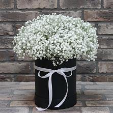 Цветочная композиция из Гипсофила в шляпной коробке в Слободе