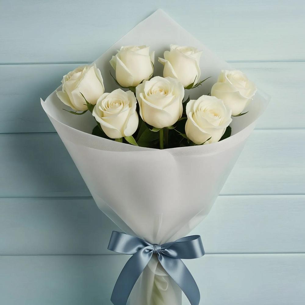 Букет 7 Белых роз Эдлесс Лав в Слободе